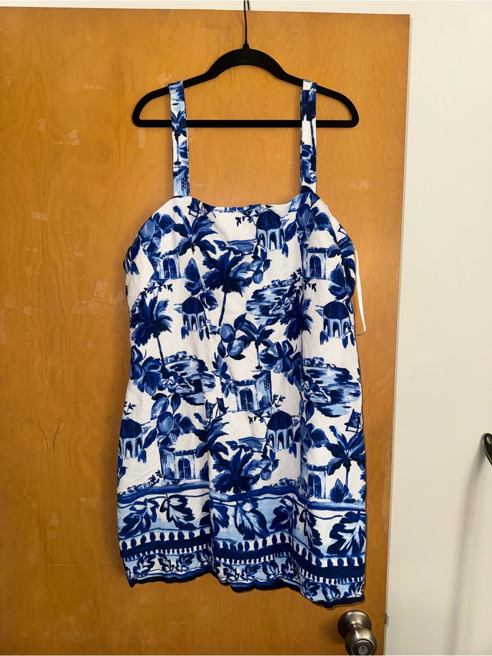 Blue & White Tropical Print Sundress